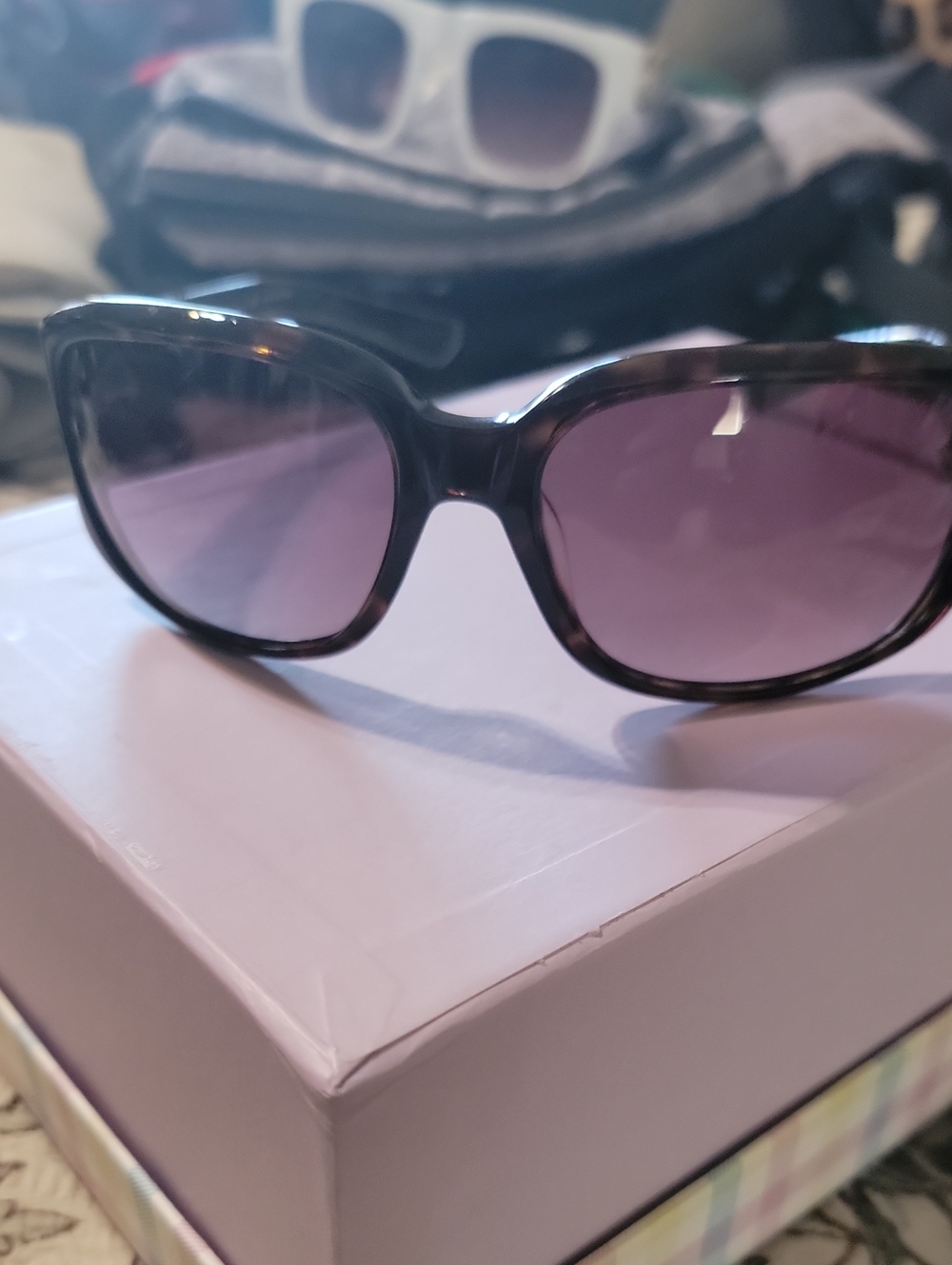 Polo by Ralph Lauren Black Frame Sunglasses with Purple Lenses